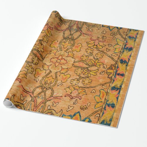Golden Floral Gold Yellow Green  Wrapping Paper