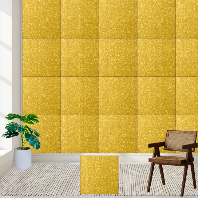 Golden Floral Grid Ceramic Tile (Golden Floral Grid Ceramic Tile)