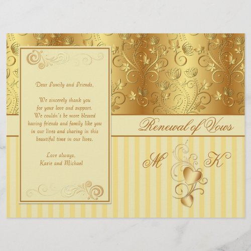 Golden floral hearts Renewal of Vows program