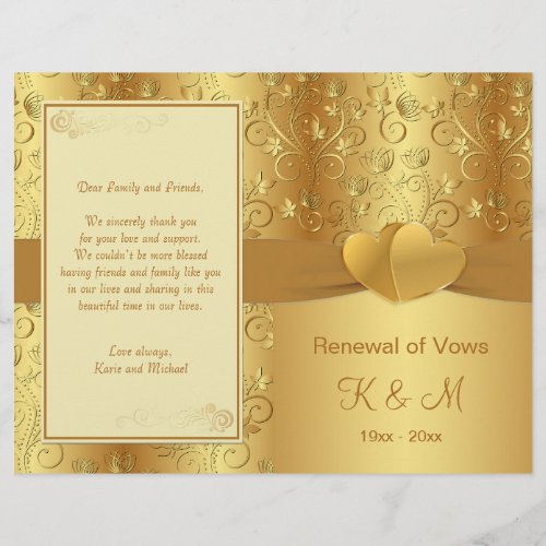 Golden Floral Hearts Renewal of Vows program