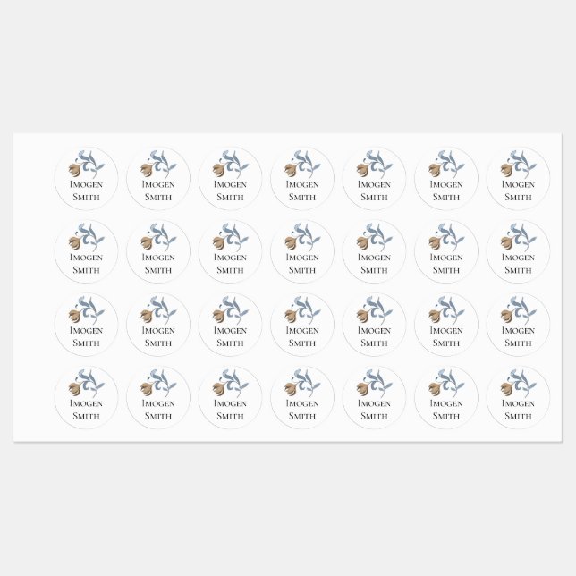 Golden Floral Iron-On Clothing Labels (Sheet)