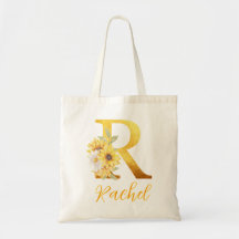 Golden Floral letter R Monogram Wedding Favor