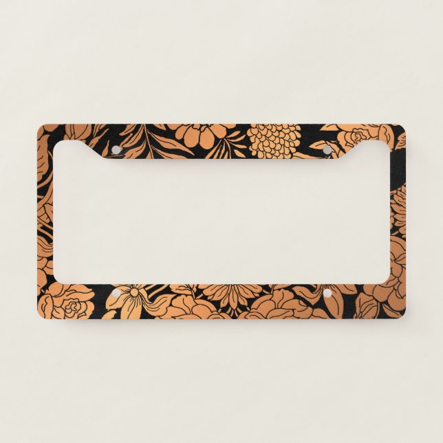 Golden Floral License Plate Frame (Front)