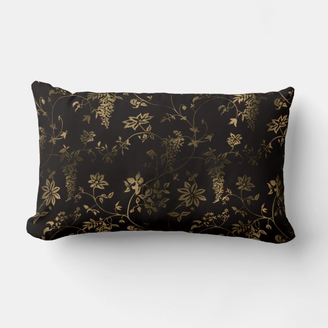 Golden floral lumbar pillow (Front)