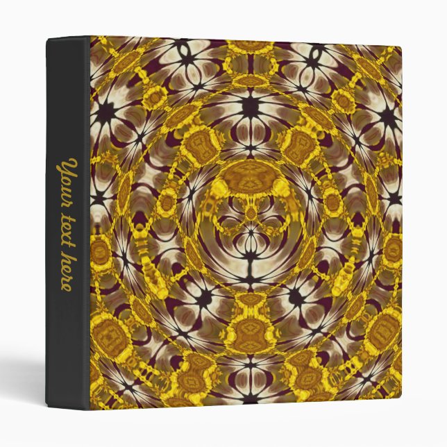 Golden Floral Mandala Boho Pattern 3 Ring Binder (Front/Spine)