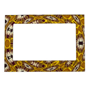Golden Floral Mandala Boho Pattern Magnetic Photo Frame