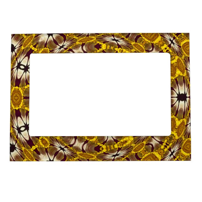 Golden Floral Mandala Boho Pattern Magnetic Photo Frame (Front)