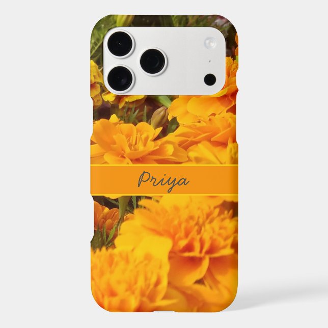 Golden Floral Marigold Flowers iPhone Case (Back)