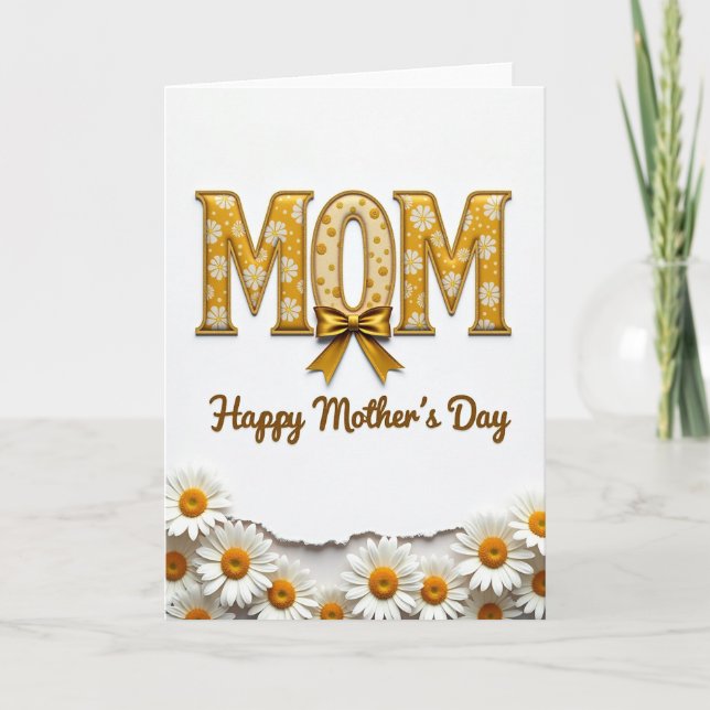 Golden Floral Mom Mothers Day Card (Front)