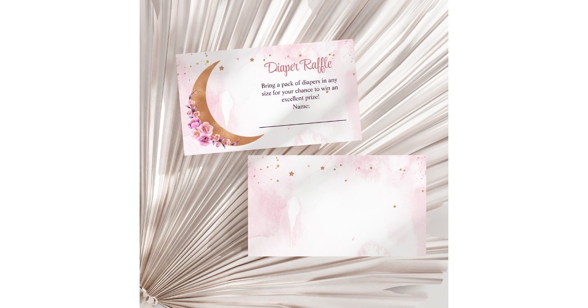 Golden Floral Moon Diaper Raffle Enclosure Card | Zazzle