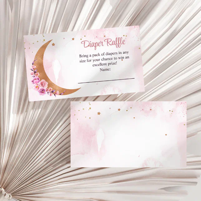 Golden Floral Moon Diaper Raffle Enclosure Card | Zazzle