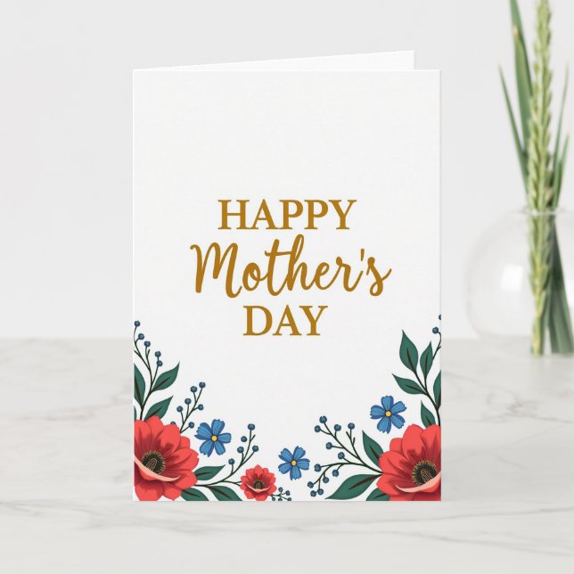 Golden Floral Mothers Day Card (Front)