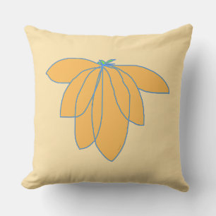 Golden Floral On Beige Outdoor Pillow