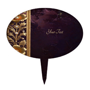 Golden Floral Ornament Cake Topper