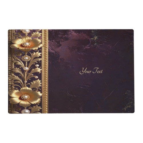 Golden Floral Ornament Laminated Placemat