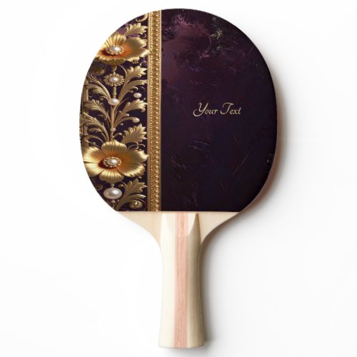 Golden Floral Ornament Ping Pong Paddle