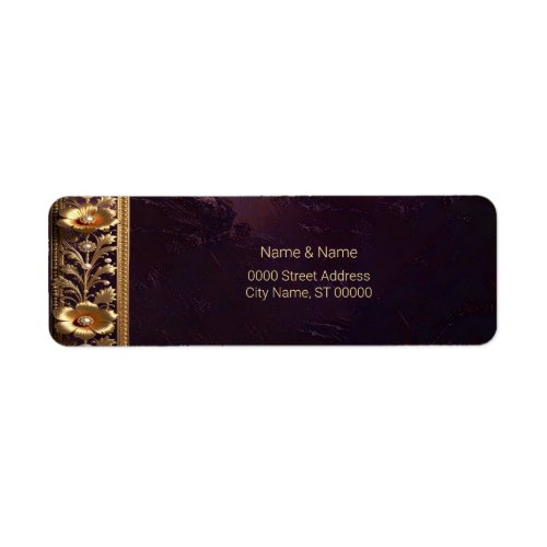 Golden Floral Ornament Return Address Label