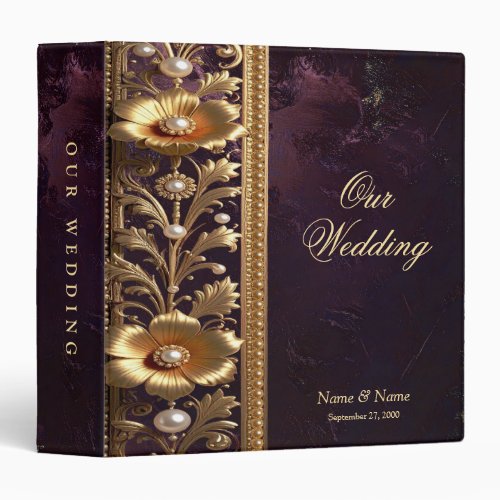 Golden Floral Ornament with Pearls Album Binder