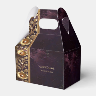 Golden Floral Ornament with Pearls Favor Box