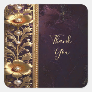 Golden Floral Ornament with Pearls Sticker