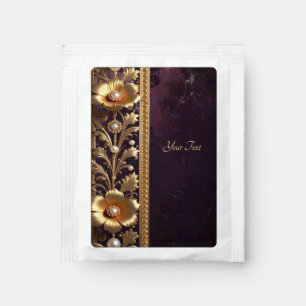Golden Floral Ornament with Pearls Tea Bag Drink Mix