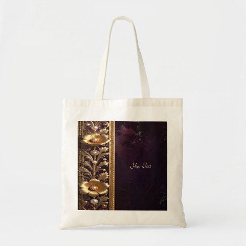 Golden Floral Ornament with Pearls Tote Bag
