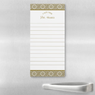 Golden Floral Ornamental Vintage Magnetic Notepad