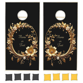 Golden Floral Ornate Cornhole Set