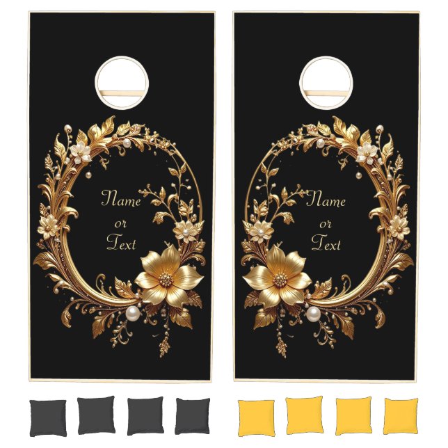 Golden Floral Ornate Cornhole Set (Set)