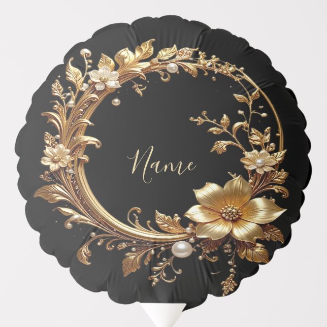 Golden Floral Ornate Frame Balloon (Front)