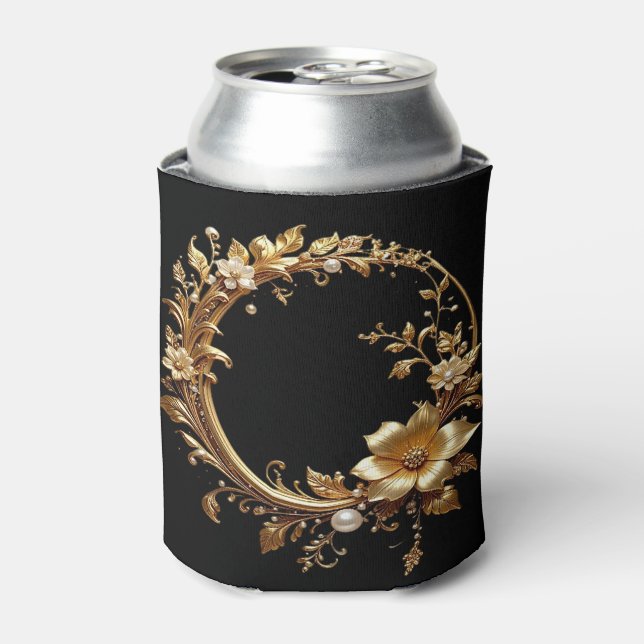 Golden Floral Ornate Frame Can Cooler (Can Front)