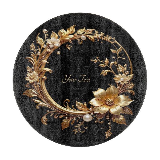 Golden Floral Ornate Frame Cutting Board (Front)