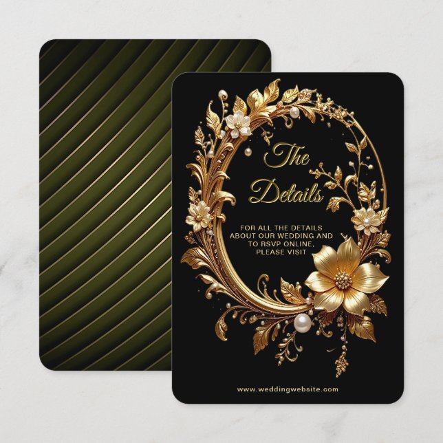 Golden Floral Ornate Frame Detail Enclosure Card (Front/Back)