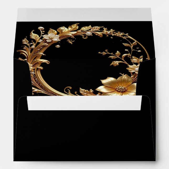 Golden Floral Ornate Frame Envelope (Back (Bottom))