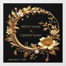 Golden Floral Ornate Frame Floor Decal