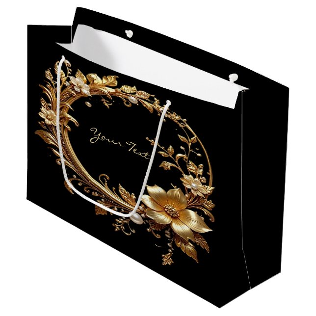 Golden Floral Ornate Frame Gift Bag (Front Angled)