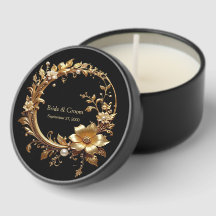 Golden Floral Ornate Frame Mini Candle Favors
