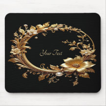 Golden Floral Ornate Frame Mousepad