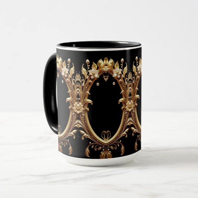 Golden Floral Ornate Frame Mug (Front Left)