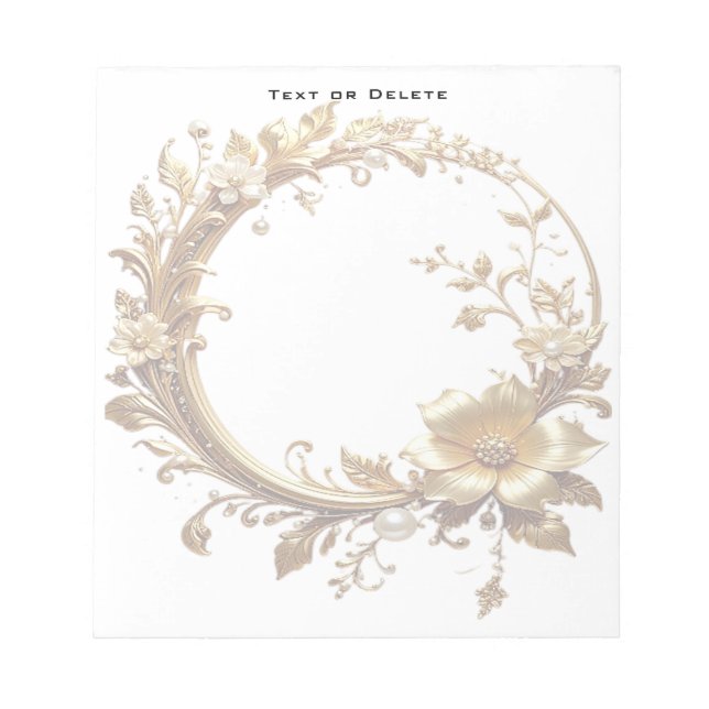 Golden Floral Ornate Frame Notepad (Front)
