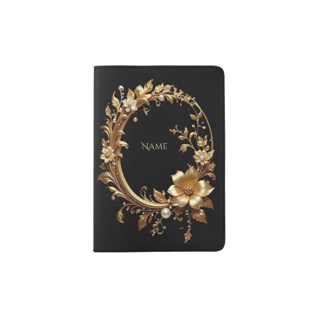 Golden Floral Ornate Frame Passport Holder (Front)