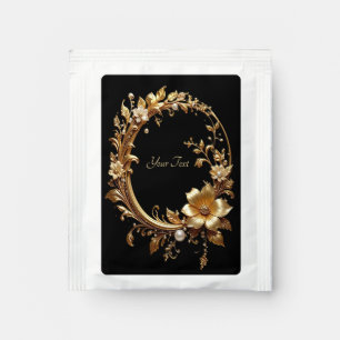 Golden Floral Ornate Frame Tea Bag Drink Mix