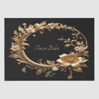 Golden Floral Ornate Frame Tissue Paper