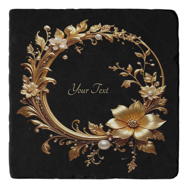 Golden Floral Ornate Frame Trivet (Front)