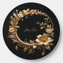 Golden Floral Ornate Frame Wireless Charger