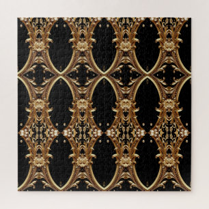Golden Floral Ornate Jigsaw Puzzle
