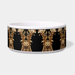 Golden Floral Ornate Pet Bowl