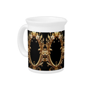 Golden Floral Ornate Porcelain Pitcher
