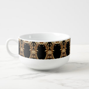 Golden Floral Ornate Soup Mug