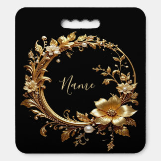 Golden Floral Ornate Stadium Seat Cushion